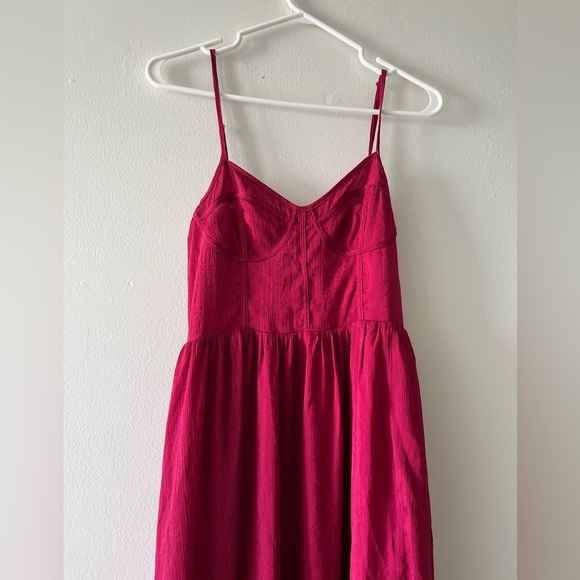 New Storia Red Fuchsia Spaghetti Straps Front Slit Maxi Dress Size Small Party - Picture 3 of 14